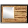 Image de Miroir - vidaXL - Miroir avec étagères - Verre et bois massif manguier - Rectangulaire - 80 cm