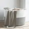 Image de Panier À Linge Gris Et Blanc Ø55x36 Cm Coton Vidaxl
