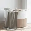Image de Panier À Linge Marron Et Blanc Ø55x36 Cm Coton Vidaxl
