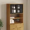 Image de Dessus Pour Buffet Haut Avec Porte Vitrée Flam Bois Massif Pin Vidaxl