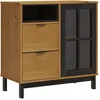Image de Buffet Avec Porte Vitrée Flam 80x40x80 Cm Bois Massif De Pin Vidaxl