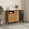 Image de Buffet Avec Porte Vitrée Flam 110x40x80 Cm Bois Massif De Pin Vidaxl
