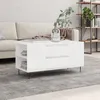 Image de Table Basse Blanc Brillant 102x44,5x50 Cm Bois D'ingénierie Vidaxl