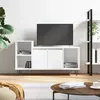 Image de Meuble Tv Blanc Brillant 100x35x55 Cm Bois D'ingénierie Vidaxl