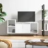 Image de vidaXL Meuble TV Blanc brillant 100x35x55 cm Bois dingénierie 831318