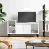 Image de Meuble Tv Blanc 100x35x55 Cm Bois D'ingénierie Vidaxl