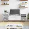 Image de Meuble Tv Blanc Brillant 160x35x55 Cm Bois D'ingénierie Vidaxl