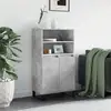 Image de Buffet Haut Gris Béton 60x36x110 Cm Bois D'ingénierie Vidaxl