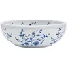 Image de Vasque à poser en céramique - vidaXL - 41x14 cm - Blanc et Bleu - Trou de vidange 45 cm