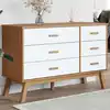 Image de Armoire À Tiroirs Olden Blanc Et Marron Bois De Pin Solide Vidaxl