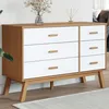 Image de vidaXL Armoire à Tiroirs Commode avec Pieds Meuble de Rangement Organisateur de Salon Salle de Séjour Moderne Blanc et 358593