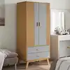 Image de Garde-robe Olden Gris Et Marron 76,5x53x172 Cm Bois Massif Pin Vidaxl
