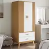 Image de Garde-robe Olden Blanc Et Marron 76,5x53x172 Cm Bois Massif Pin Vidaxl