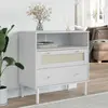 Image de Buffet Senja Aspect Rotin Blanc 80x40x80 Cm Bois Massif De Pin Vidaxl