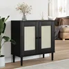 Image de Buffet Senja Aspect Rotin Noir 80x35x80 Cm Bois Massif De Pin Vidaxl