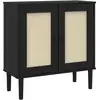 Image de Vidaxl buffet senja aspect rotin noir 80x35x80 cm bois massif de pin