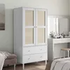Image de Garde-robe Senja Aspect Rotin Blanc 90x55x175cm Bois Massif Pin Vidaxl