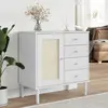 Image de Buffet Senja Aspect Rotin Blanc 80x40x80 Cm Bois Massif De Pin Vidaxl