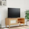 Image de vidaXL Meuble TV SENJA aspect rotin marron 106x40x49cm bois massif pin 358040