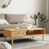 Image de Table Basse Senja Aspect Rotin Marron 100x55x33 Cm Bois Massif Vidaxl