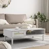 Image de Table Basse Senja Aspect Rotin Blanc 100x55x33 Cm Bois Massif Vidaxl