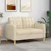 Image de Canapé À 2 Places Crème 120 Cm Tissu Vidaxl
