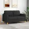 Image de Canapé À 2 Places Noir 140 Cm Tissu Vidaxl