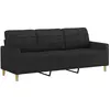 Image de Canapé À 3 Places Noir 180 Cm Tissu Vidaxl