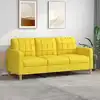 Image de Canapé À 3 Places Jaune Clair 180 Cm Tissu Vidaxl
