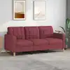 Image de Canapé À 3 Places Rouge Bordeaux 180 Cm Tissu Vidaxl