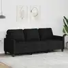 Image de Canapé À 3 Places Noir 180 Cm Tissu Vidaxl
