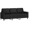Image de Vidaxl canapé à 3 places noir 180 cm velours