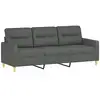 Image de Vidaxl canapé à 3 places gris foncé 180 cm tissu