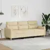 Image de Canapé À 3 Places Crème 180 Cm Tissu Vidaxl