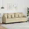 Image de Canapé À 3 Places Crème 180 Cm Tissu Vidaxl