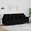 Image de Canapé À 3 Places Noir 180 Cm Tissu Vidaxl