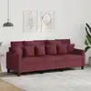Image de Canapé À 3 Places Rouge Bordeaux 180 Cm Tissu Vidaxl