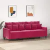 Image de Canapé À 3 Places Rouge Bordeaux 180 Cm Velours Vidaxl