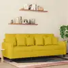 Image de Canapé À 3 Places Jaune 180 Cm Velours Vidaxl