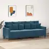 Image de Canapé À 3 Places Bleu 180 Cm Velours Vidaxl