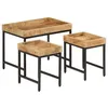 Image de vidaXL Tables Basses Gigognes 3pcs Tables dAppoint Empilables Tables de Chevet Bout de Canapé Salon Bois de Manguier 372732
