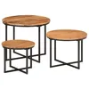 Image de vidaXL Tables basses gigognes 3 pcs bois massif dacacia et fer 372742