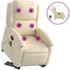 Image de Fauteuil Inclinable De Massage Électrique Crème Tissu Vidaxl