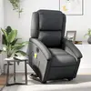 Image de Fauteuil Inclinable De Massage Électrique Noir Cuir Véritable Vidaxl