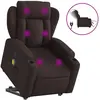 Image de Fauteuil Inclinable De Massage Électrique Marron Foncé Tissu Vidaxl