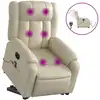 Image de Fauteuil Inclinable De Massage Électrique Crème Similicuir Vidaxl