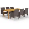 Image de vidaXL Ensemble à manger de jardin 7 pcs Marron 3067858