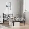 Image de Cadre De Lit Métal Sans Matelas Avec Tête De Lit Noir 100x190cm Vidaxl