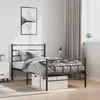 Image de Cadre De Lit Métal Sans Matelas Avec Pied De Lit Noir 100x190cm Vidaxl