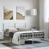 Image de Cadre De Lit Métal Sans Matelas Et Pied De Lit Blanc 135x190 Cm Vidaxl